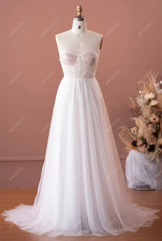 Daily Deals Ethereal Pearl Tulle Corset A-line Wedding Dress