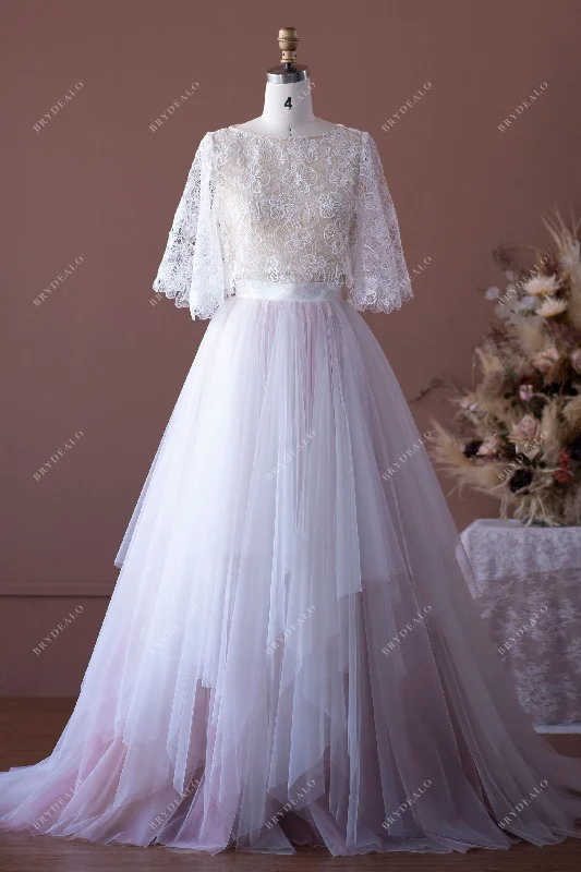 Don't Wait Two-Piece Flower Lace Tulle Layered Wedding Dress
