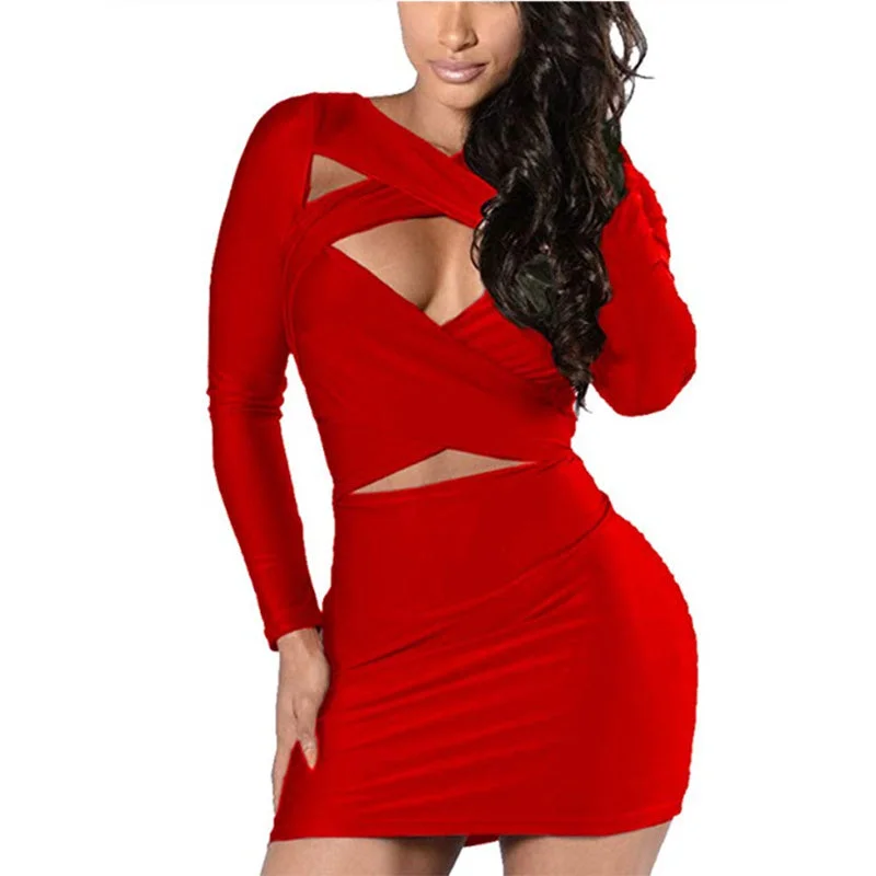 The Best Prices Sexy Cutout Fleabag Bodycon Long Sleeve Dress
