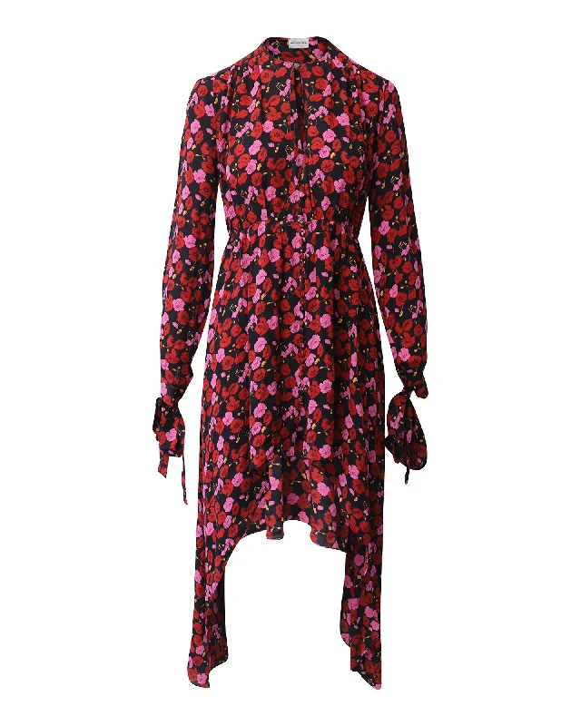 Mega Sale Magda Butrym Gela Asymmetric Floral Printed Midi Dress in Multicolor Silk