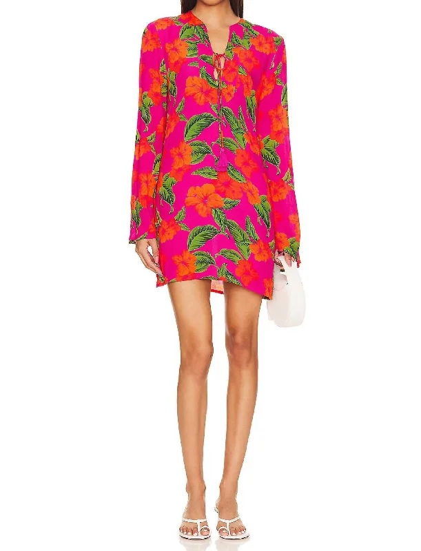 Discount Extravaganza Luana Kaftan Dress In Hibiscus