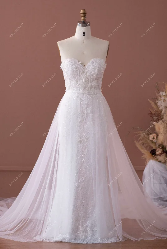 Clearance Event Sparkly Luxury 3D Flower Lace Fit and Flare Wedding Dress