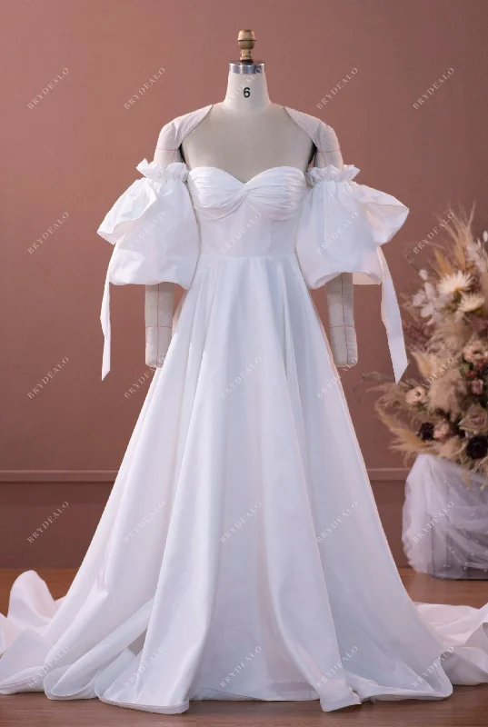 Members Only Taffeta Sweetheart A-line Wedding Dress with Bubble Sleeves