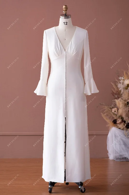 Weekend Deal Elegant Vintage Stretchy Satin Ankle Length Wedding Dress