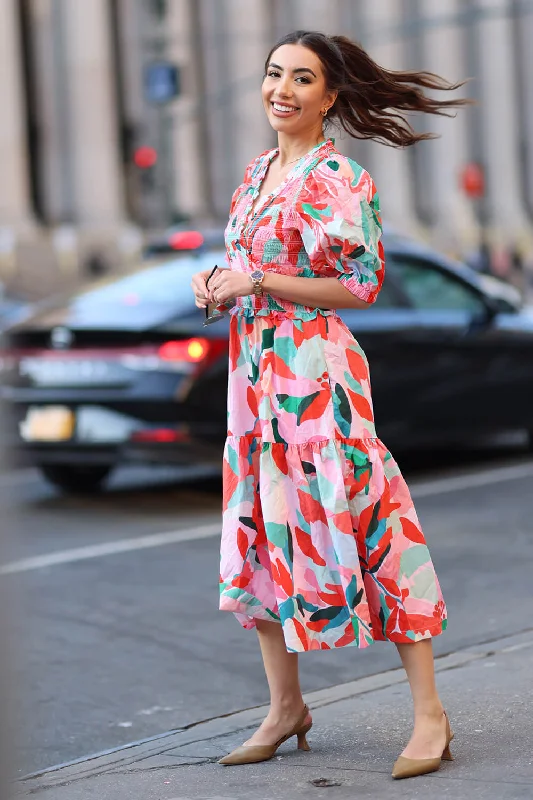 Limited Edition Ramona Watermelon Smocked Midi Dress