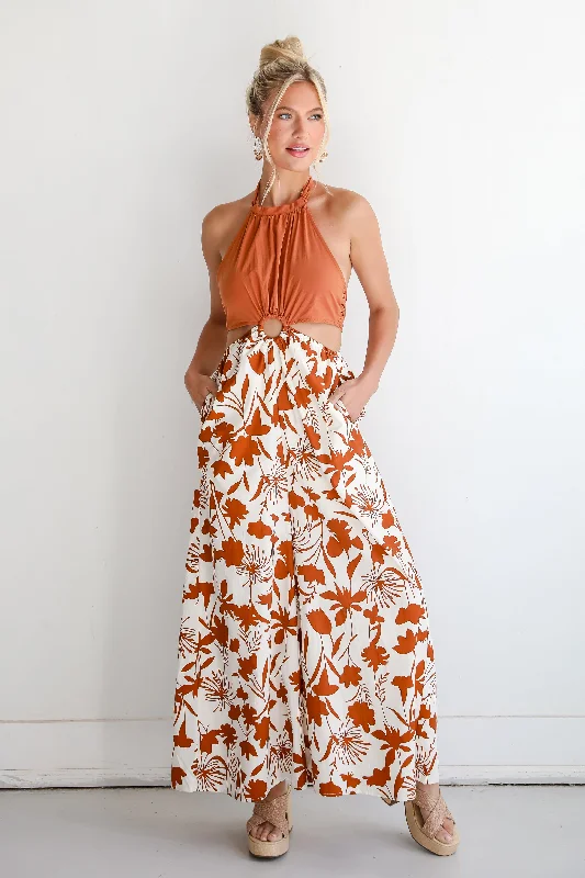 Price Break FINAL SALE - Pretty Whimsy Floral Halter Jumpsuit