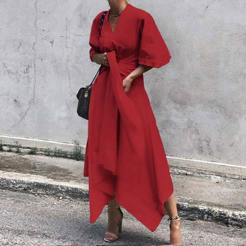 Buy More, Save More Plus Size Casual Irregular Belt Loose Dress