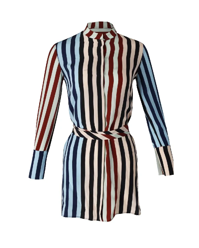 Don't Wait Diane von Furstenberg Striped Shirt Dress in Multicolor Silk