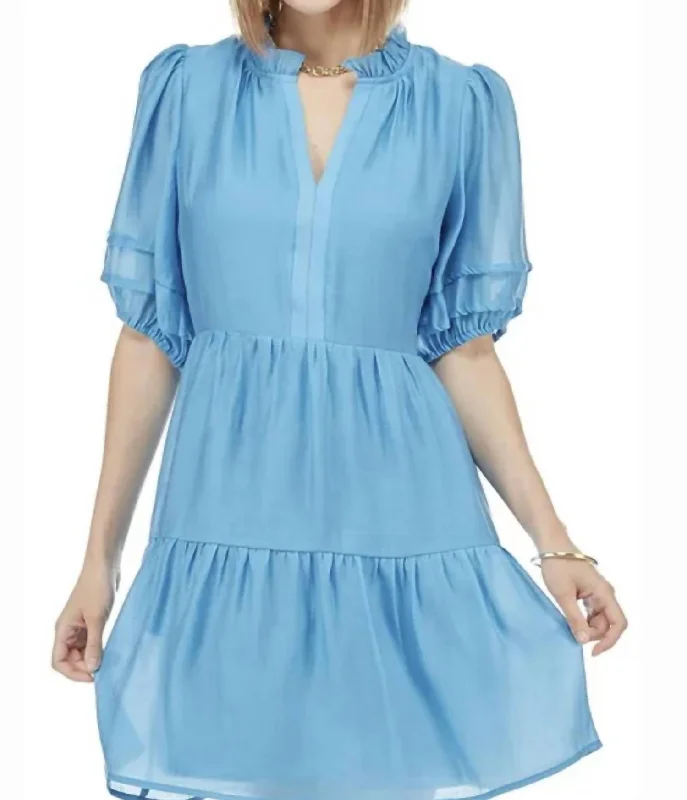 Super Sale Stitched Sleeve Dress In Blue
