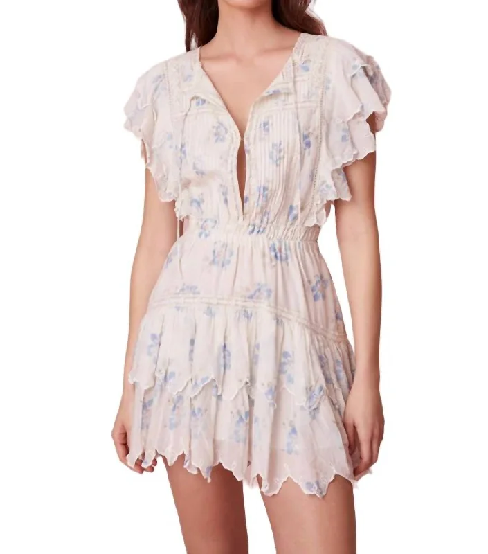 Online Specials Darryl Flutter Sleeve Floral Mini Dress In Alpine Frost
