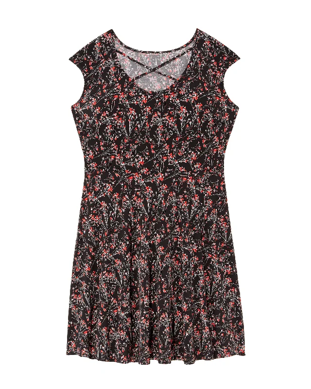 Mega Deal Ceram Criss-Cross Neck Fit and Flare Dress | Black / Red