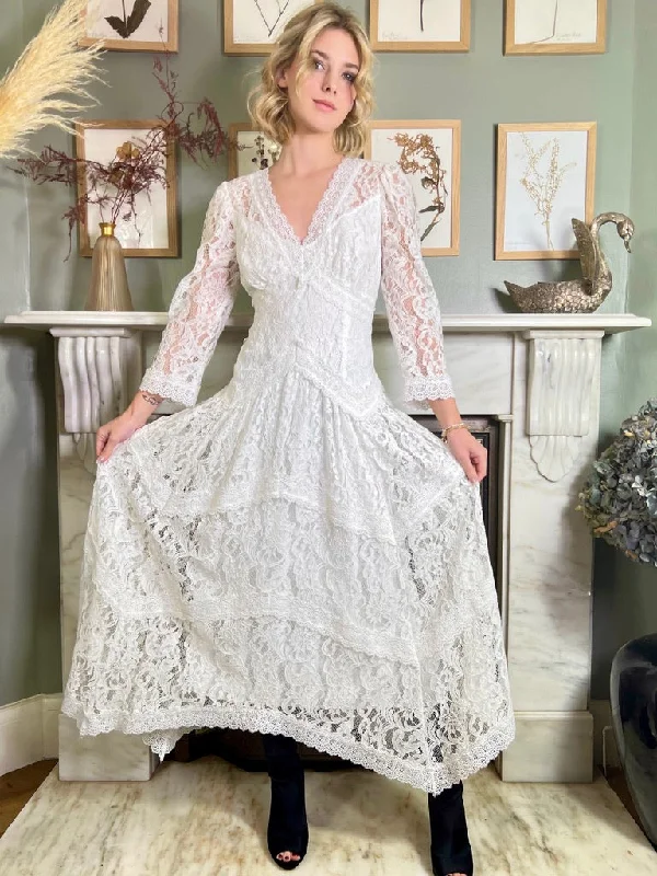 While Supplies Last Deedee, white lace handkerchief dress
