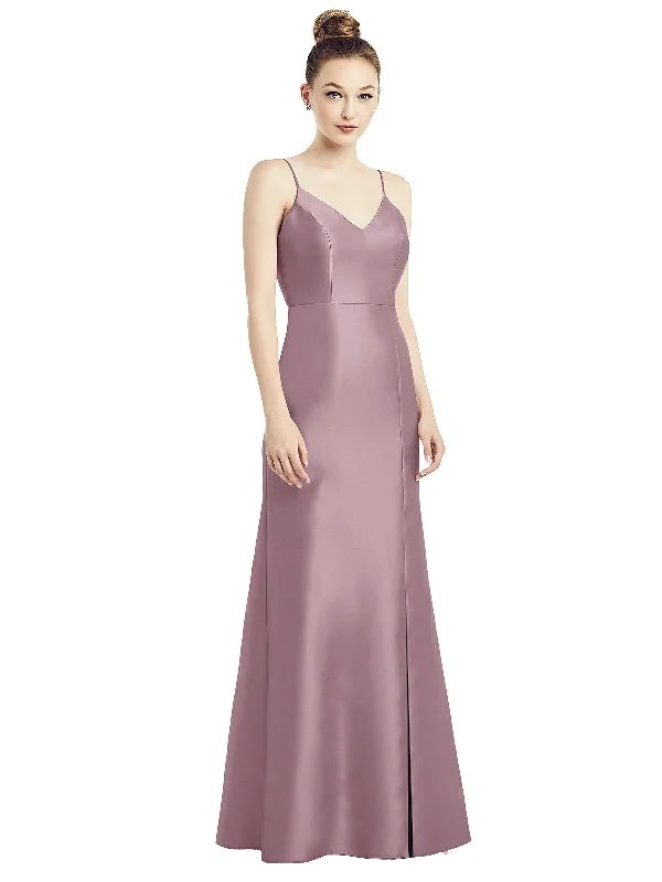 Price Blitz Open-Back Bow Tie Satin Trumpet Gown