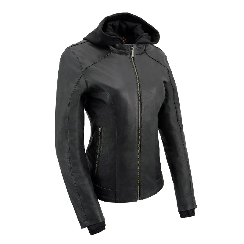 Price Slash Milwaukee Leather MLL2546 Women's Purple Winged ‘Scuba’ Leather Jacket with Hoodie