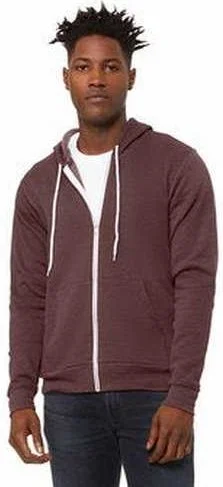 Act Fast Bella + Canvas 3739 Unisex Poly-Cotton Fleece Full-Zip Hooded Sweatshirt - Heather Maroon Act Fast Bella + Canvas 3739 Unisex Poly-Cotton Fleece Full-Zip Hooded Sweatshirt - Heather Maroon