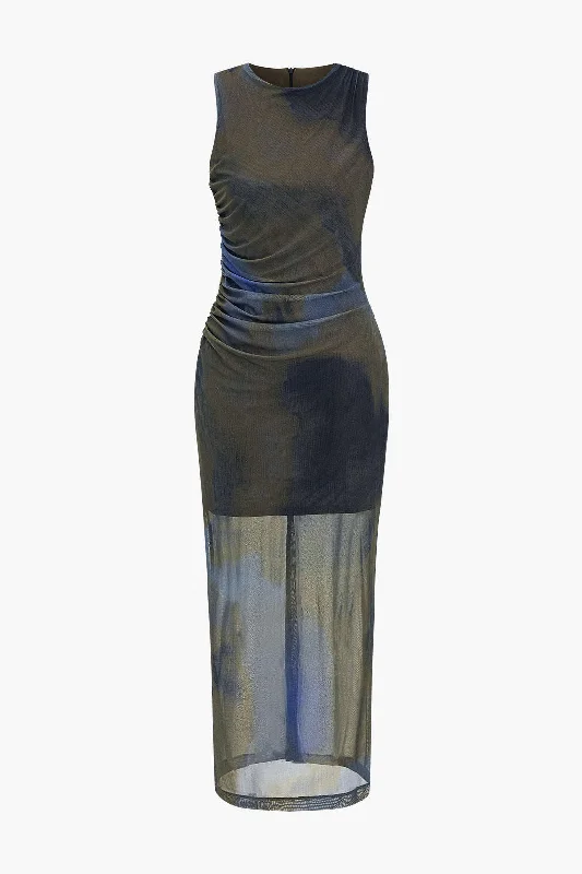 Exclusive Online Offer Tie Dye Print Ruched Midi Dress