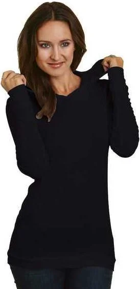 Special Savings Bayside 3425 Women's USA-Made Soft Thermal Hoodie - Black
