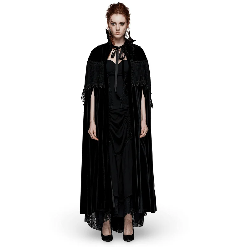 Best Deals Elegant Velvet Gothic Daily Cloak with Lace Details
