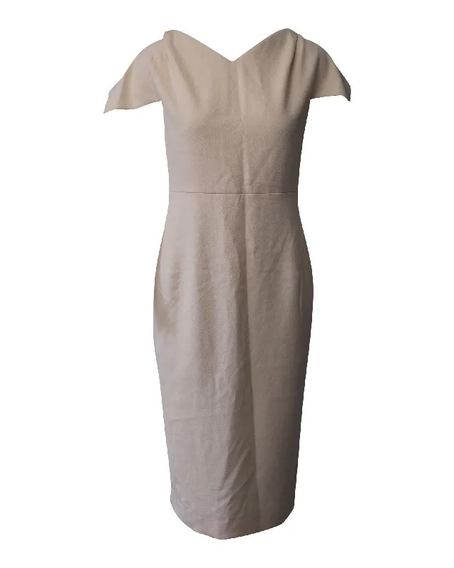 Clearance Event Roland Mouret Midi Dress in Pastel Pink Polyester