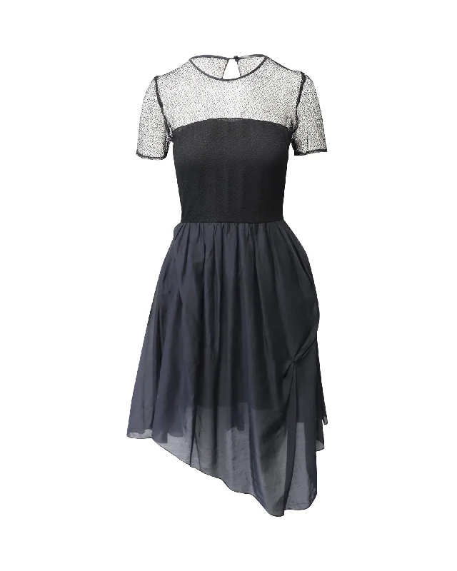 Deep Discounts Proenza Schouler Mesh Top Dress in Black Cotton