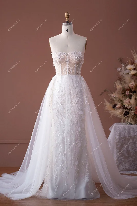 Bargain Prices Flower Corset Bridal Gown with Plump Tulle Overskirt