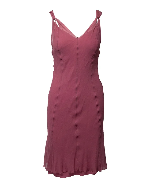 Now or Never Alberta Ferretti Midi Dress in Pink Silk