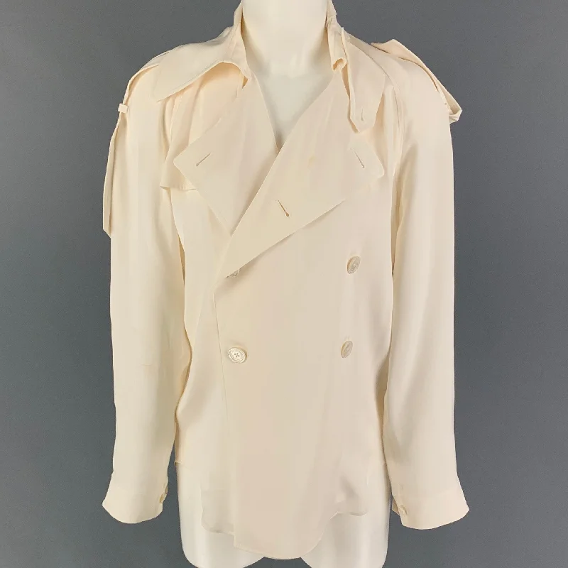 Price Smash RALPH LAUREN Collection Size 4 Cream Silk Double Breasted Trench Coat