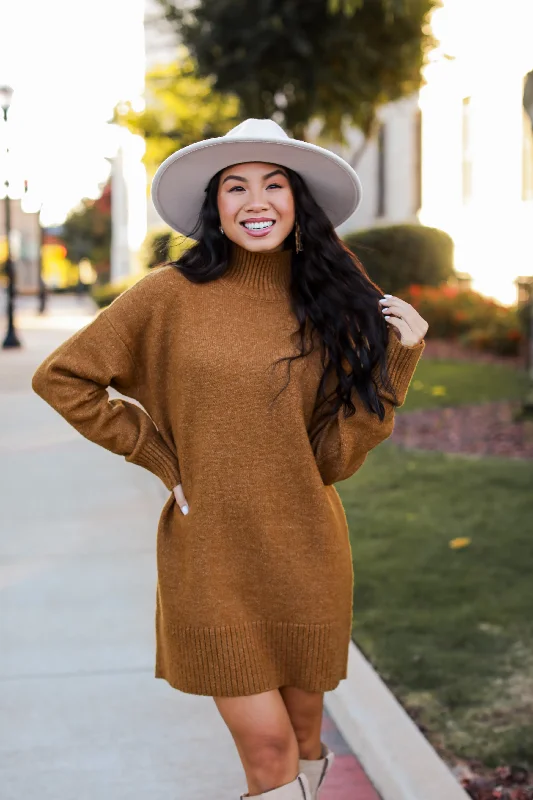 Lowest Price Definitely Chic Camel Mini Sweater Dress - DOORBUSTER