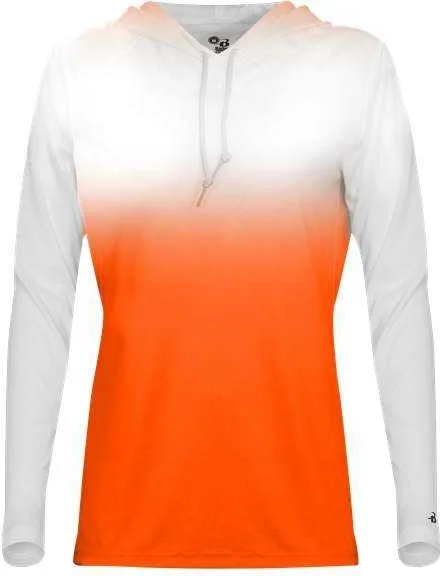 Seasonal Sale Badger Sport 4208 Ombre Women's Hoodie Tee - White Orange
