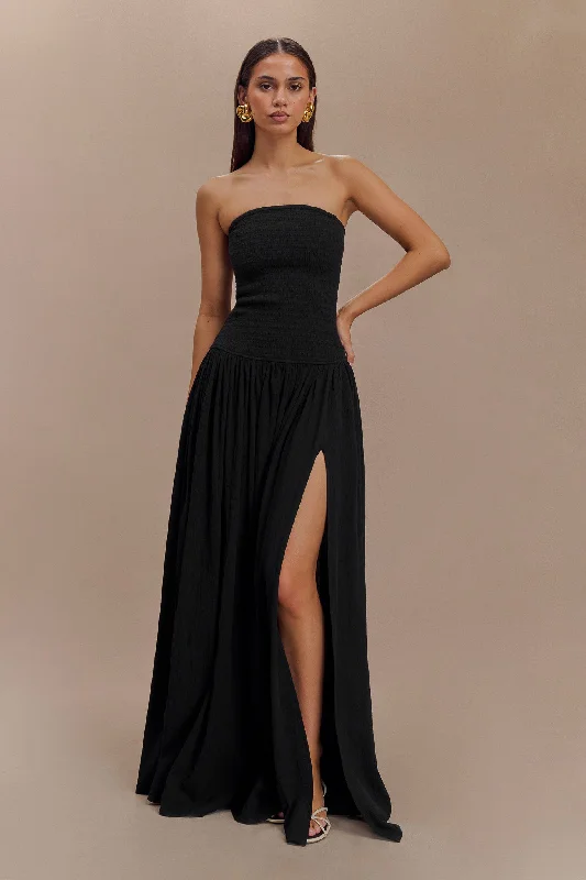 Super Sale Maureen Cotton Shirring Maxi Dress - Black
