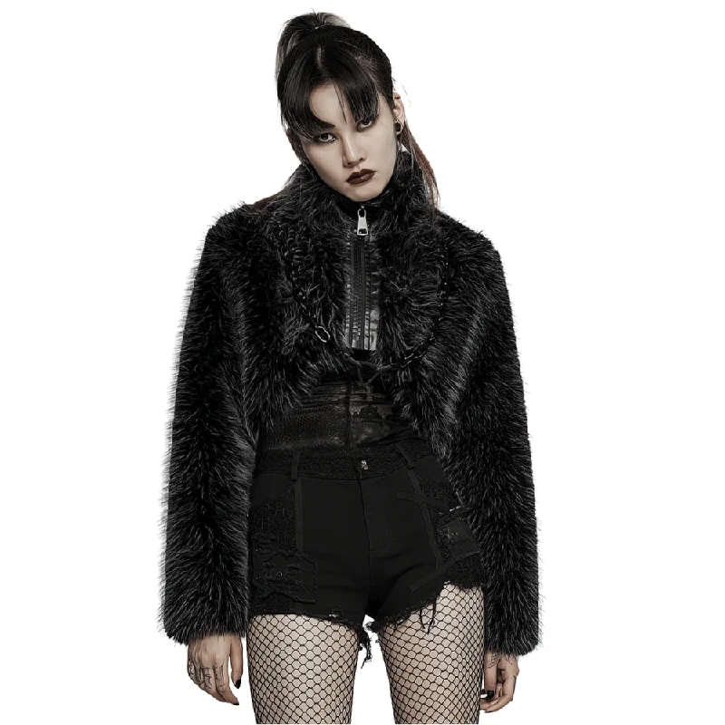 Exclusive Savings Chic Punk Faux Fur Zippered Crop Jacket