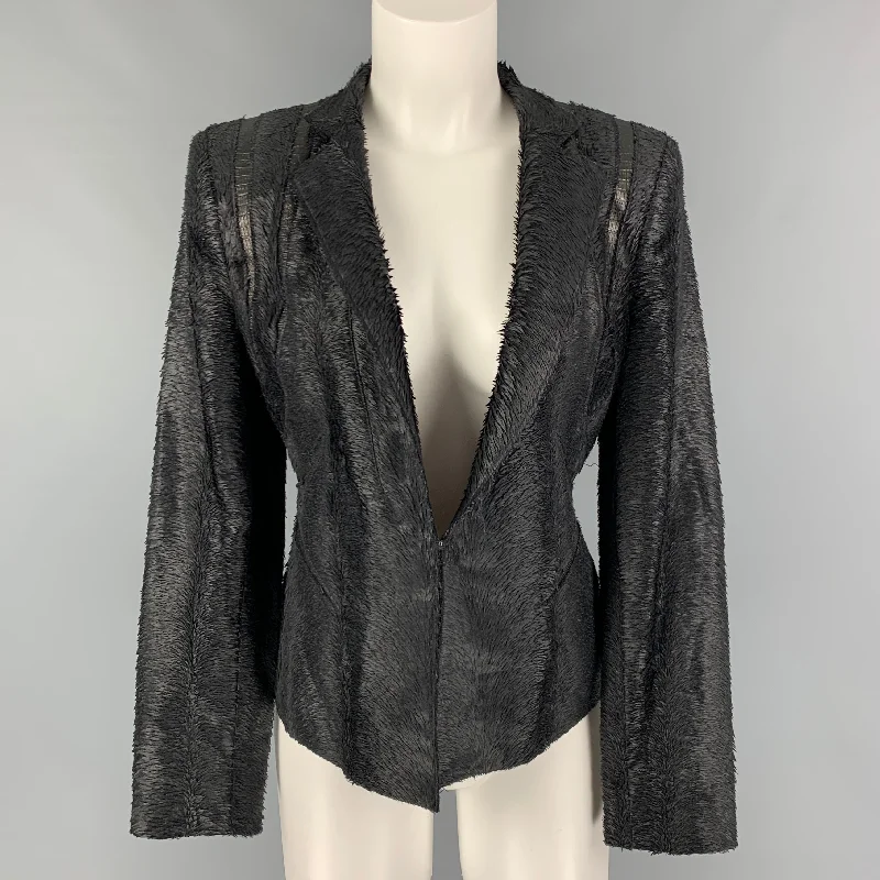 Price Cut HERVE LEGER Size S Black Textured Jacket Blazer