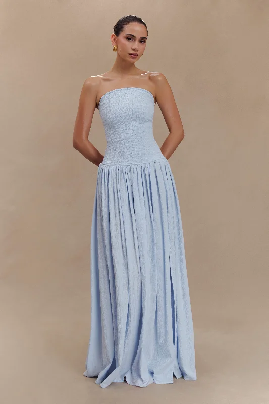 Savings Galore Maureen Cotton Shirring Maxi Dress - Powder Blue