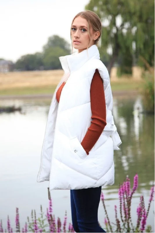 Buy More, Save More Double Second White Belted Gilet Puffer