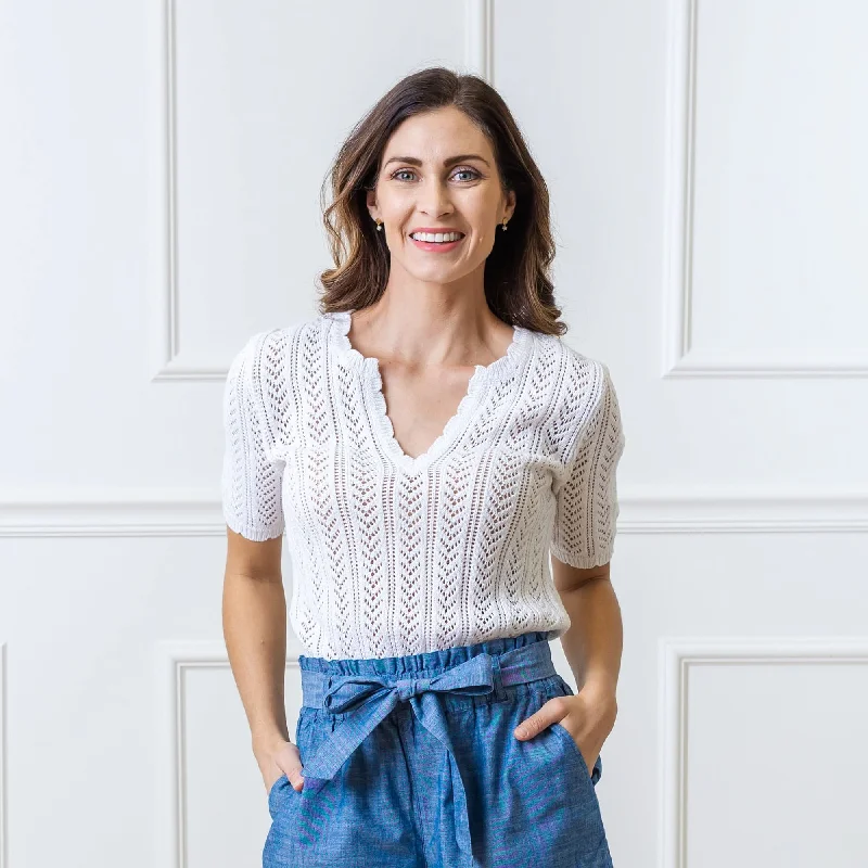 Online Only V-Neck Pointelle Sweater