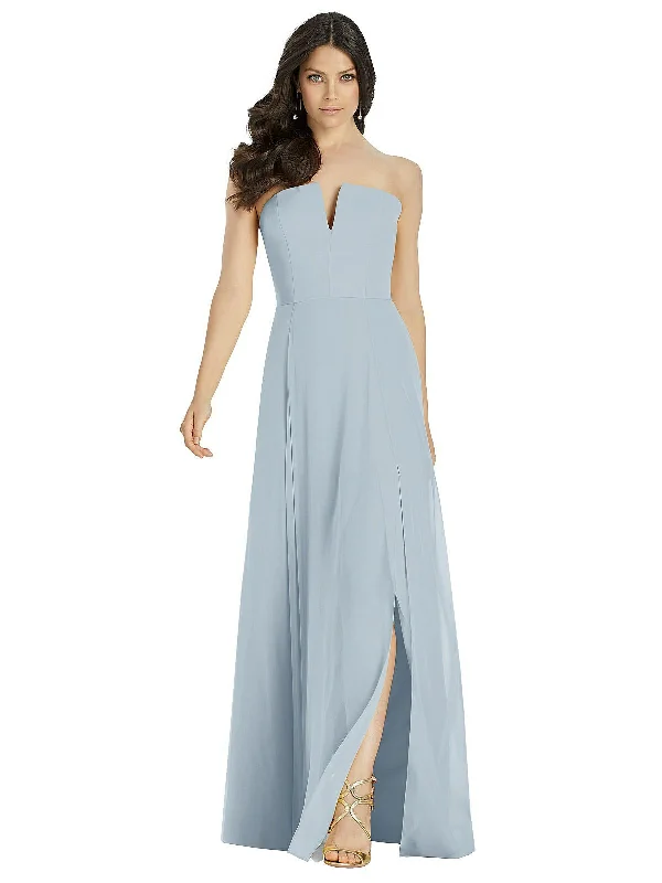 Deal Mania Strapless Notch Chiffon Maxi Dress