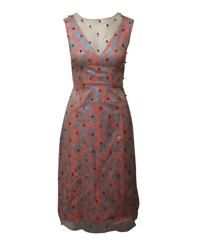 Super Savings Erdem Overlay Jacquard Midi Dress in Multicolor Polyester