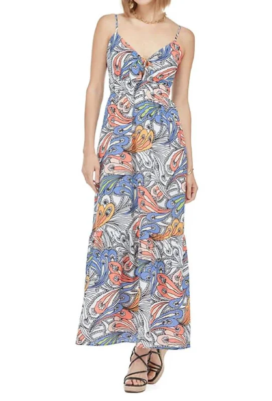 Price Cut Tie Front Maxi Dress In Floral Path