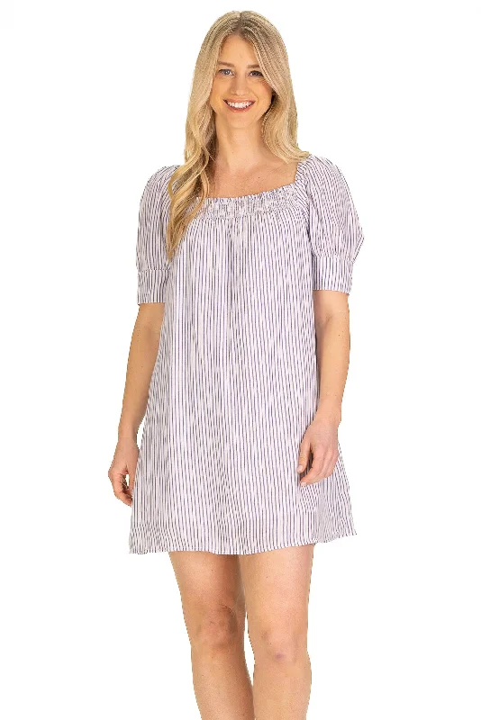 Buy More, Save More The Vera Dress in Blue Gauze Stripe