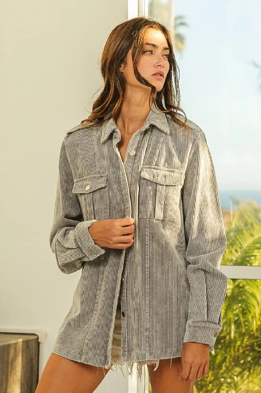 New Markdowns BiBi Button Up Corduroy Shacket