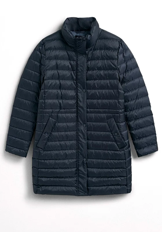 Super Sale Gant Womens Light Down Mid Length Coat, Navy