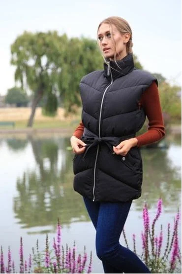 Clearance Items Double Second Black Belted Gilet Puffer