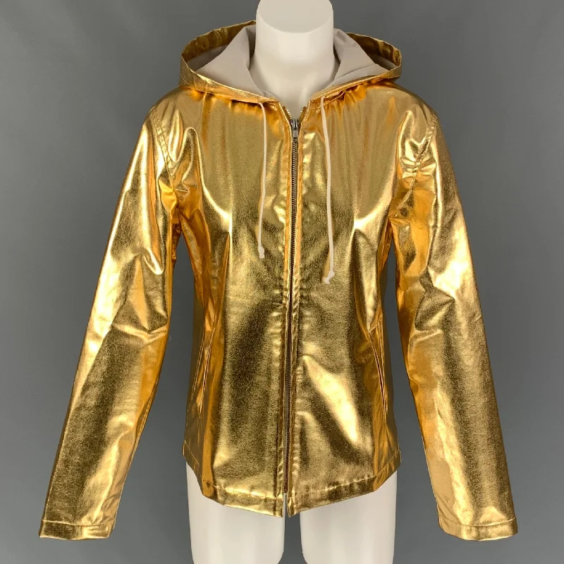 YEAR-End Sale COMME des GARCONS BLACK Size S Gold Polyester Metallic Zip Up Jacket