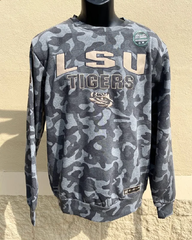 Reduced Prices Men's Colosseum OTFC11326-LSU Louisiana State Coyote Crew Neck Sweatshirt Heather Combo