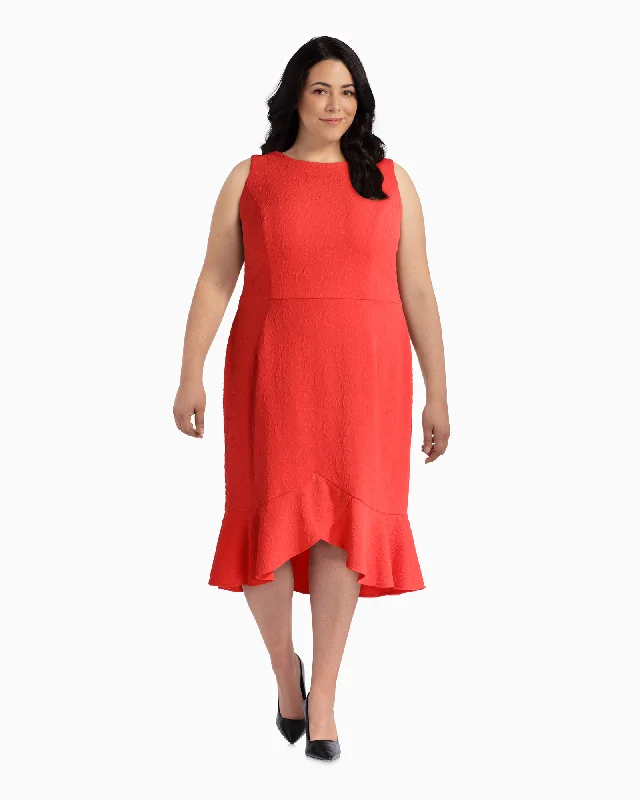 Bonus Savings Salinas Ruffle Hem Dress | Coral
