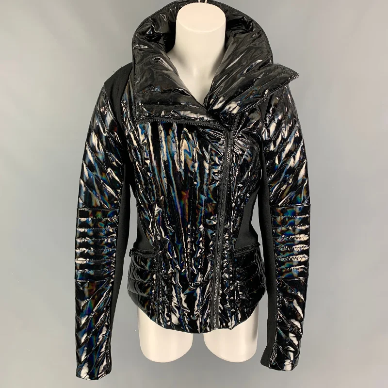 Buy More, Save More BLANC NOIR Size M Black Polyeurethane Quilted Zip Up Jacket