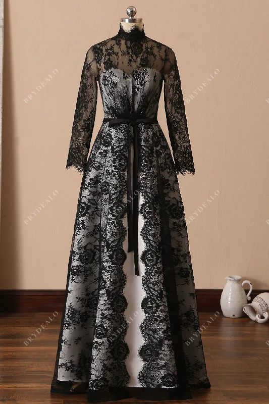 Limited Edition Unique Black Lace Gothic A-line Bridal Dress