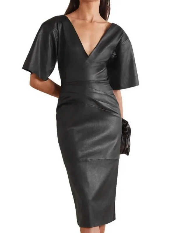 Unmissable Offer Lamb Leather Power Dress In Black