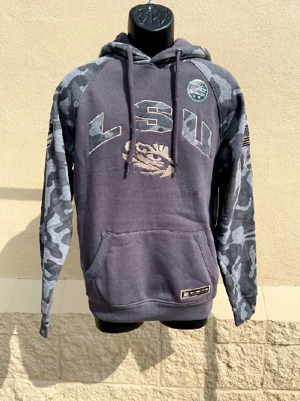 Savings Event Men's Colosseum OTFH11325C-LSU Louisiana State Aviator Hoodie Pavement/Heather Combo