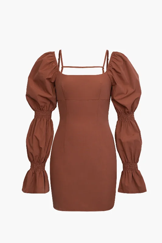 Price Blitz Puff Sleeve Square Neck Mini Dress
